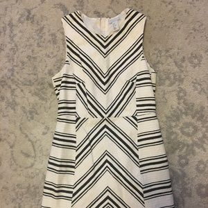 H&M Black & Cream Geometric Tweed Sheath Dress